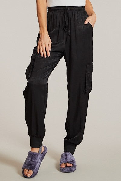 TEXTURED CARGO PANTS - Black