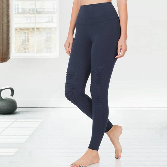 Tummy Control Moto Leggings- Navy Blue