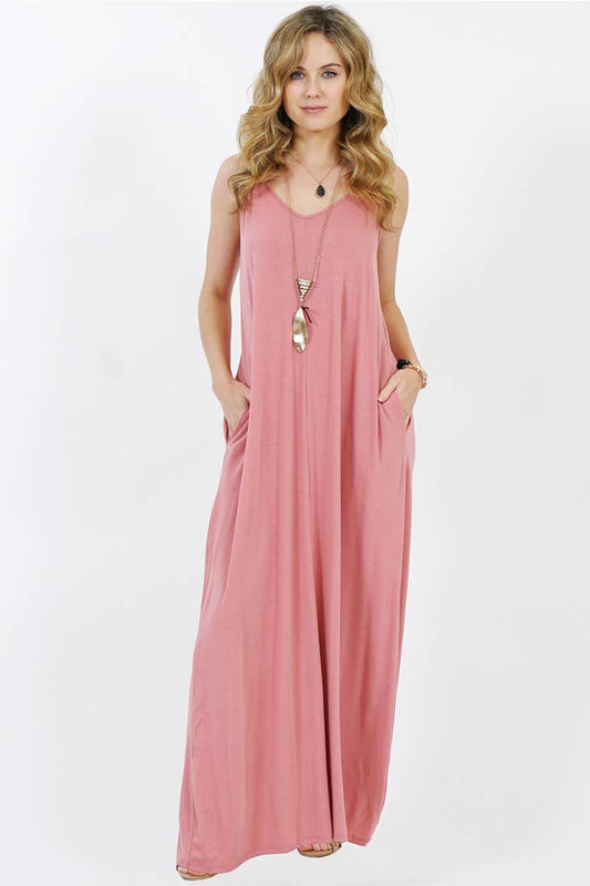 Maxi Dress w/ adjustable strap & pockets