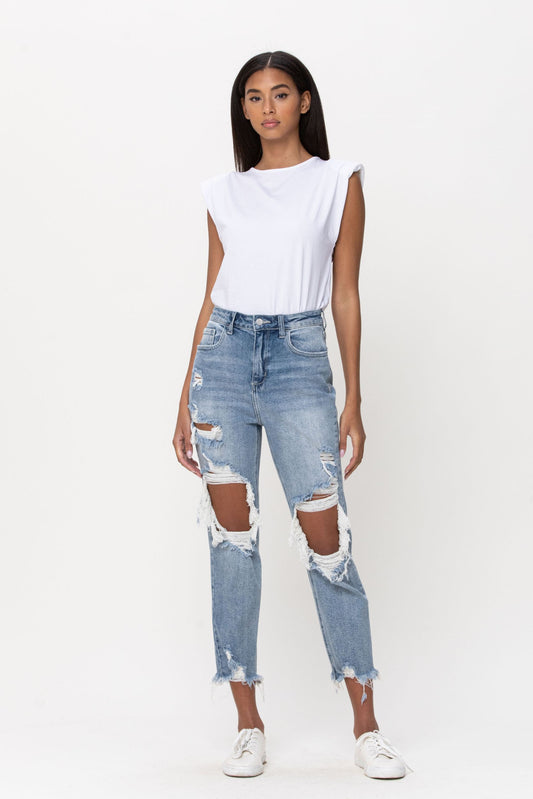 Cello Straight Leg Distressed Jeans