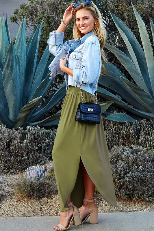 Olive Maxi Skirt with pockets