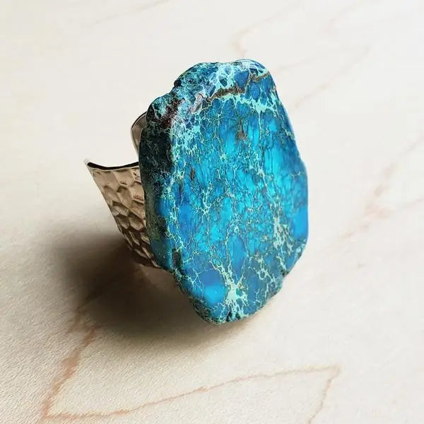 Blue Regalite Chunky Cuff Ring