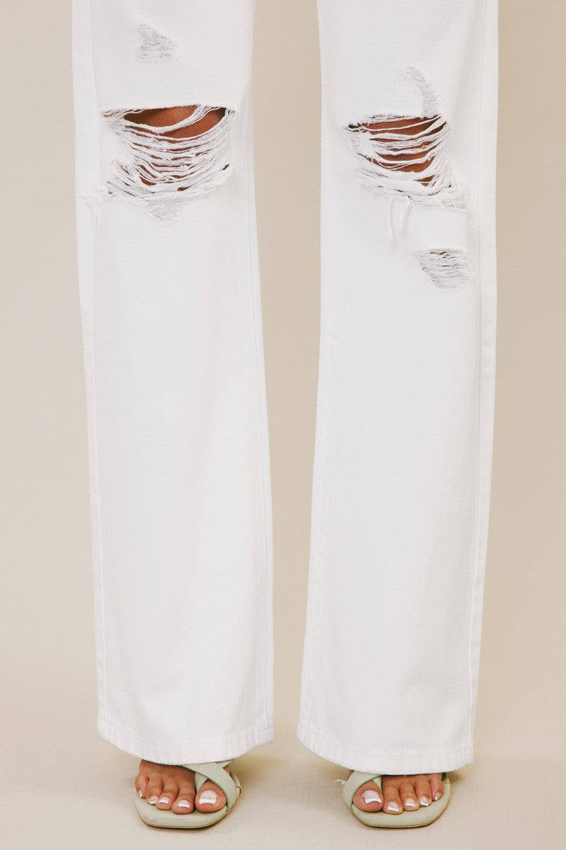 White Distressed KanCan Flare Jeans