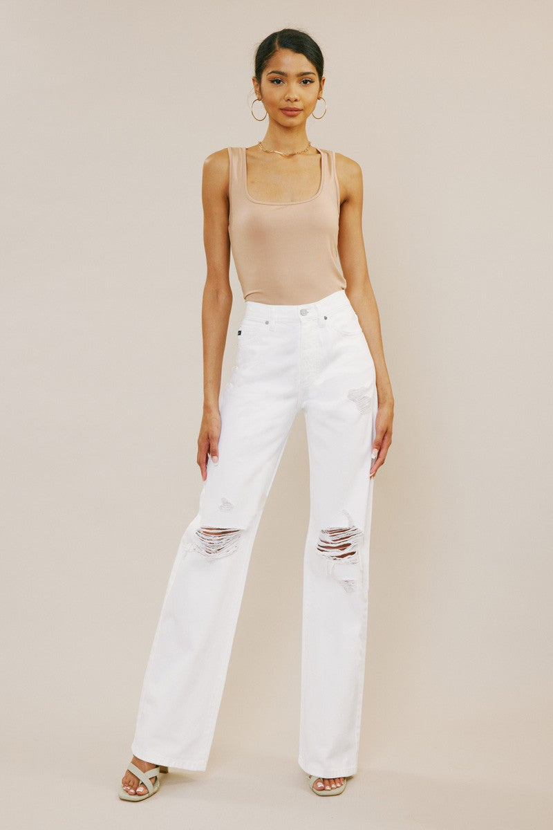 White Distressed KanCan Flare Jeans