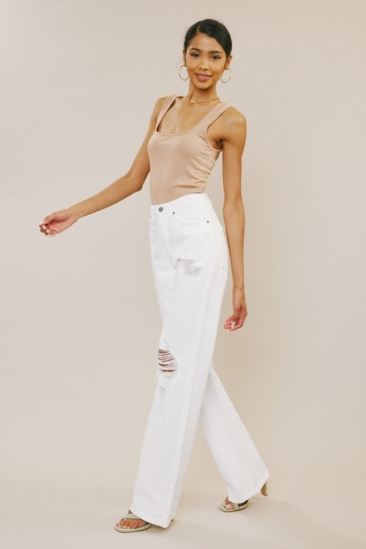 White Distressed KanCan Flare Jeans