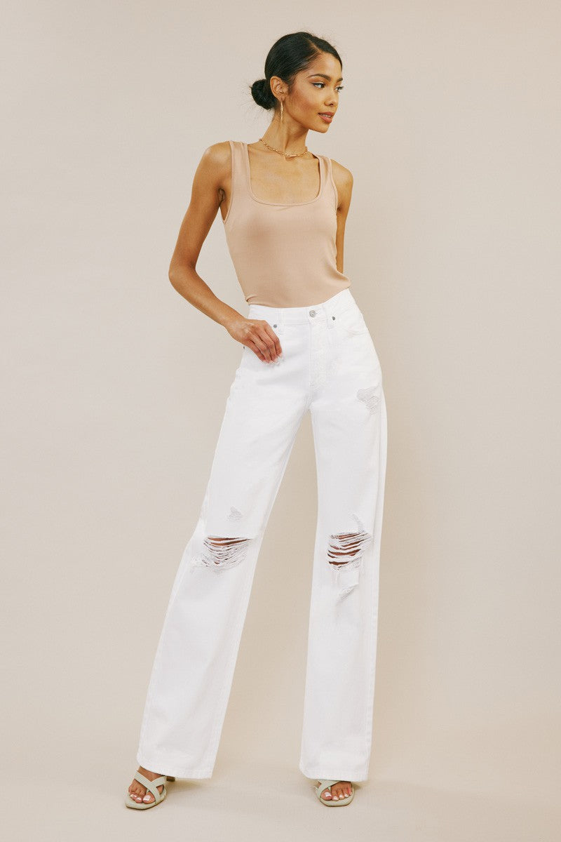 White Distressed KanCan Flare Jeans