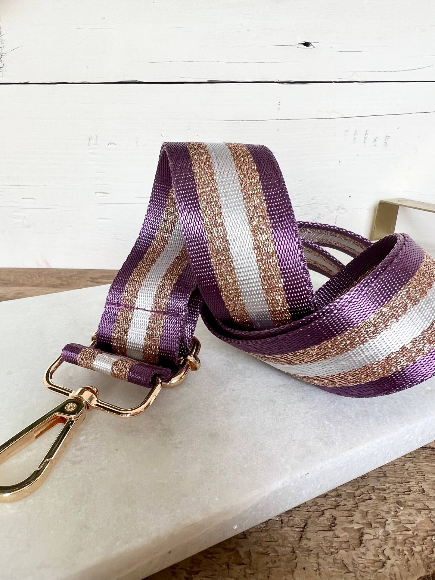 Guitar Strap Stripe Gold and Purple