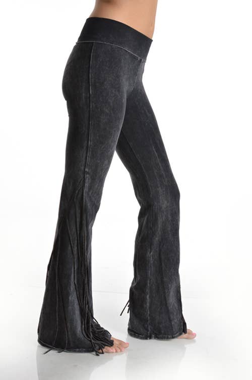 Fringe Yoga Pants-Black