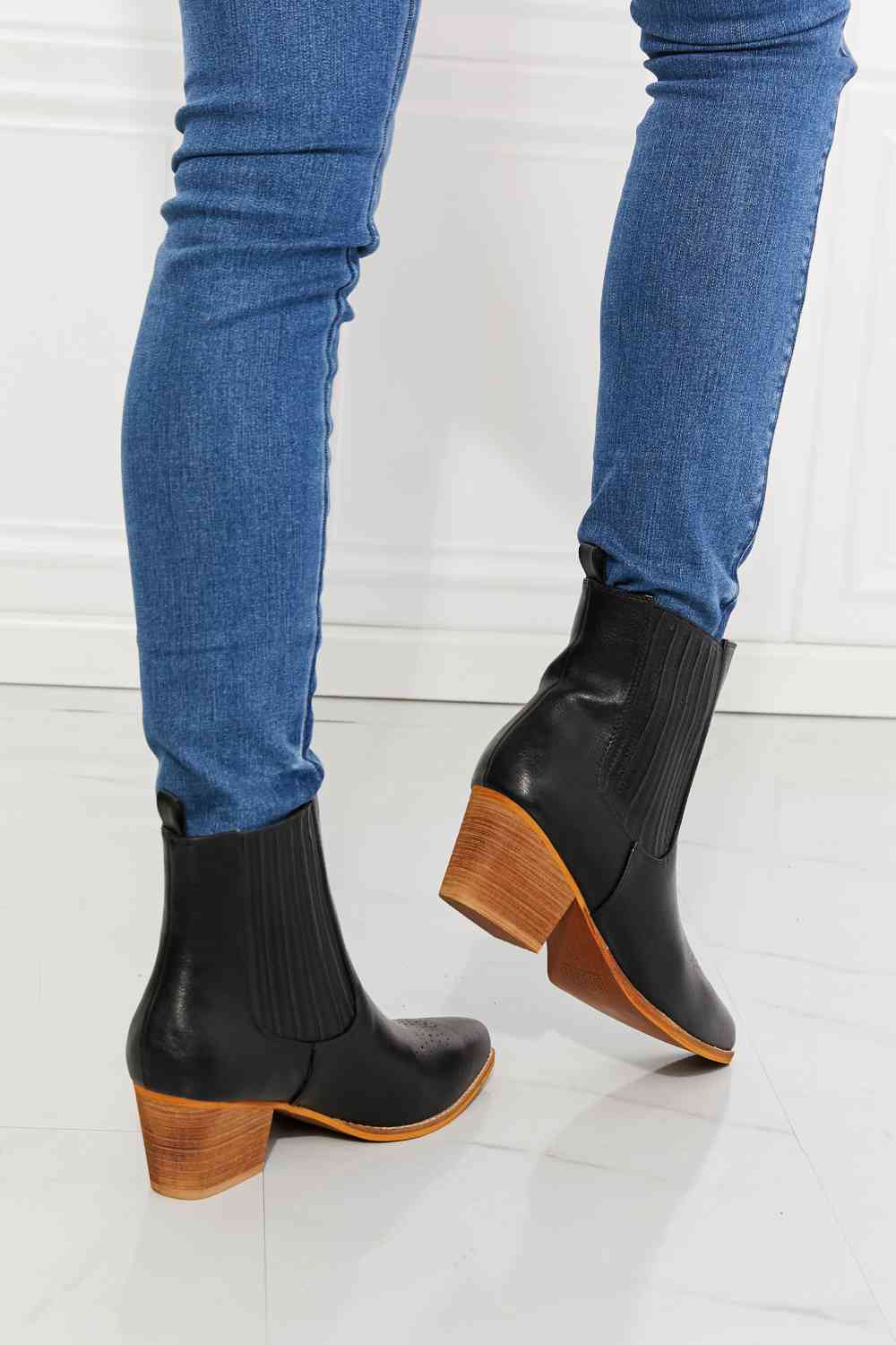 Journey Stacked Heel Chelsea Boot in Black