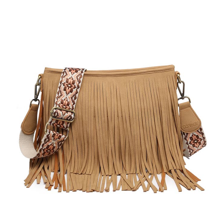 Sadie Suede Fringe Crossbody w/ Guitar Strap