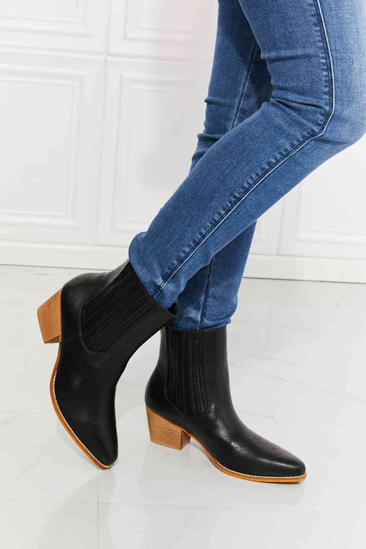 Journey Stacked Heel Chelsea Boot in Black