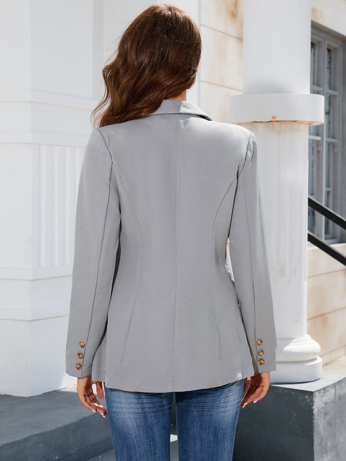 Lapel Collar Long Sleeve Blazer