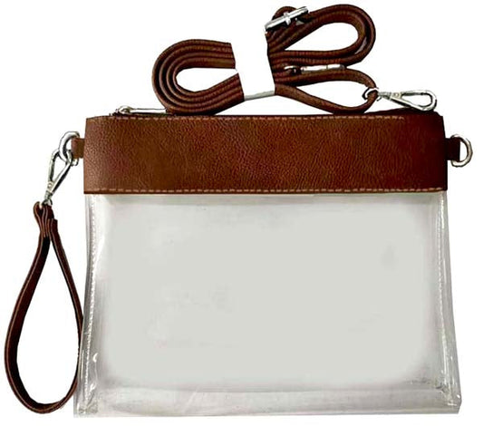 Game Day Clear Crossbody Bag/Clutch Brown