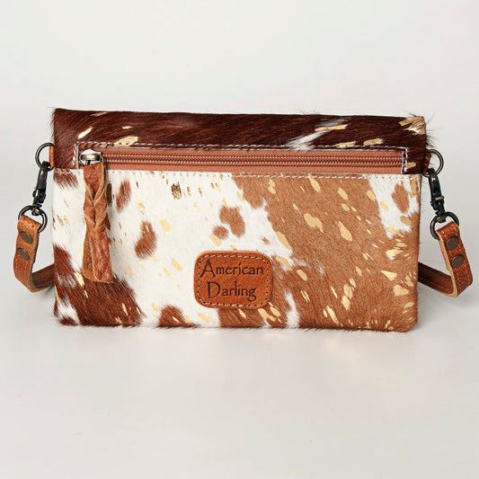 American Darling Crossbody Wallet White & Brown with Gold Acid wash Hair