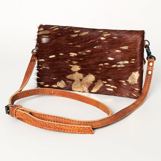 American Darling Crossbody Wallet White & Brown with Gold Acid wash Hair