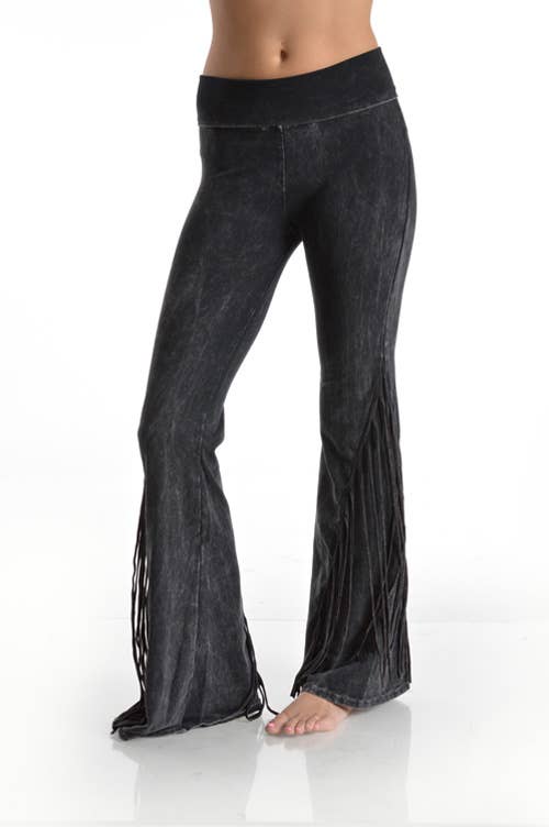 Mineral Washed Fringe Yoga Pants