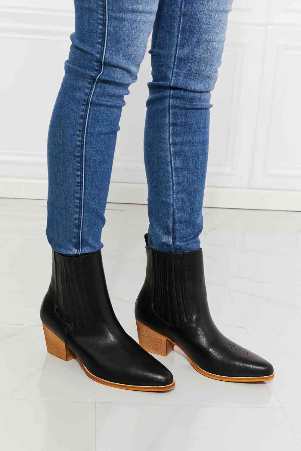 Journey Stacked Heel Chelsea Boot in Black