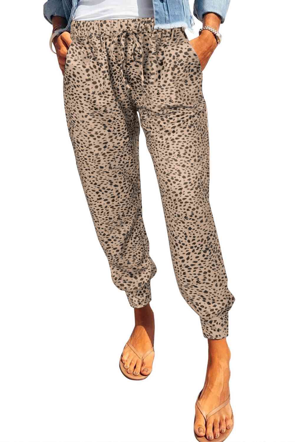 Leopard Pocketed Long Pants