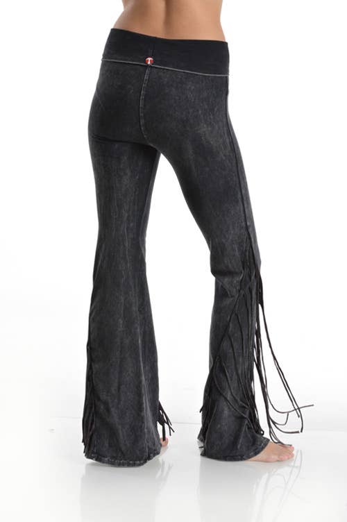 Mineral Washed Fringe Yoga Pants