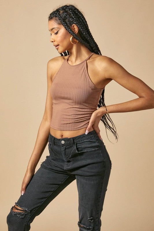 High Neck Crop Tank