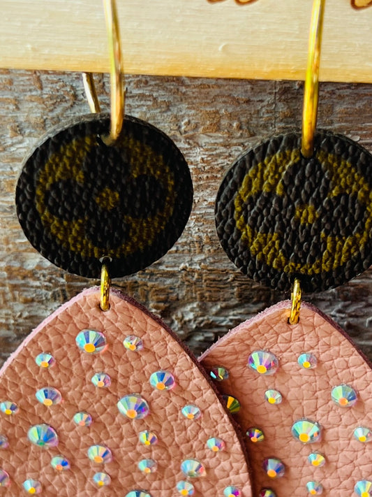 Keep It Gypsy Earrings with Pink Leather & Gold hoops