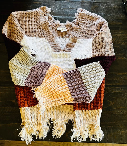 Frayed Knit Sweater