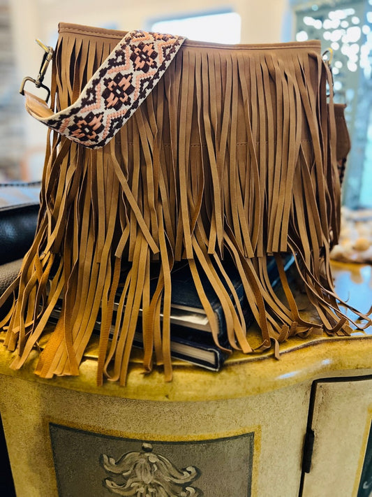 Sadie Suede Fringe Crossbody w/ Guitar Strap