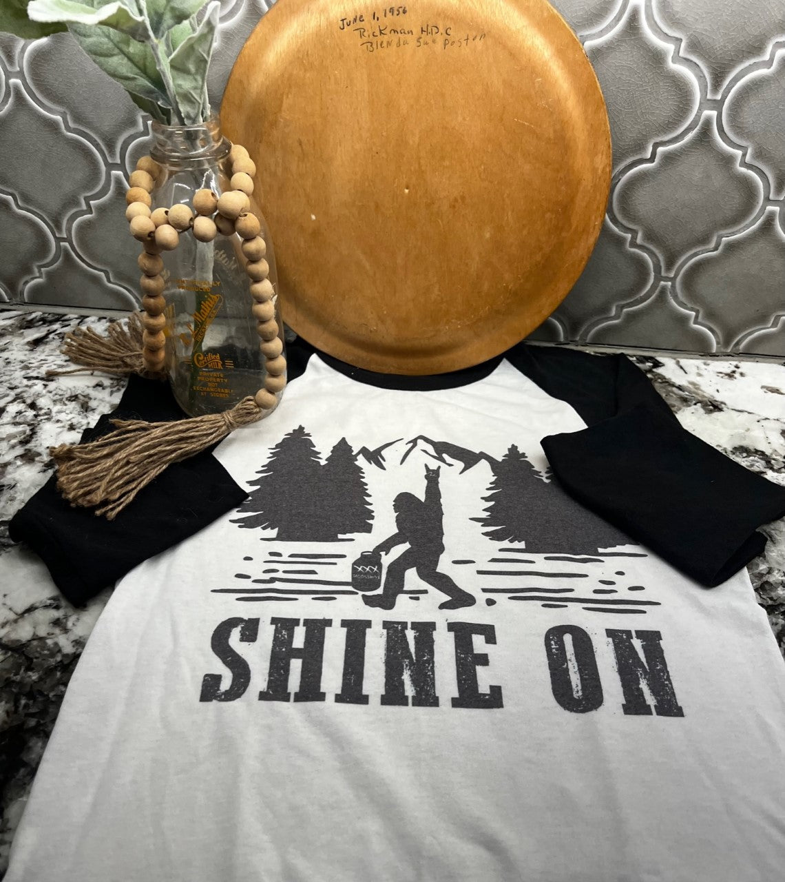 Sasquatch "Shine On" Vintage Baseball Tee Shirt 3/4 sleeve