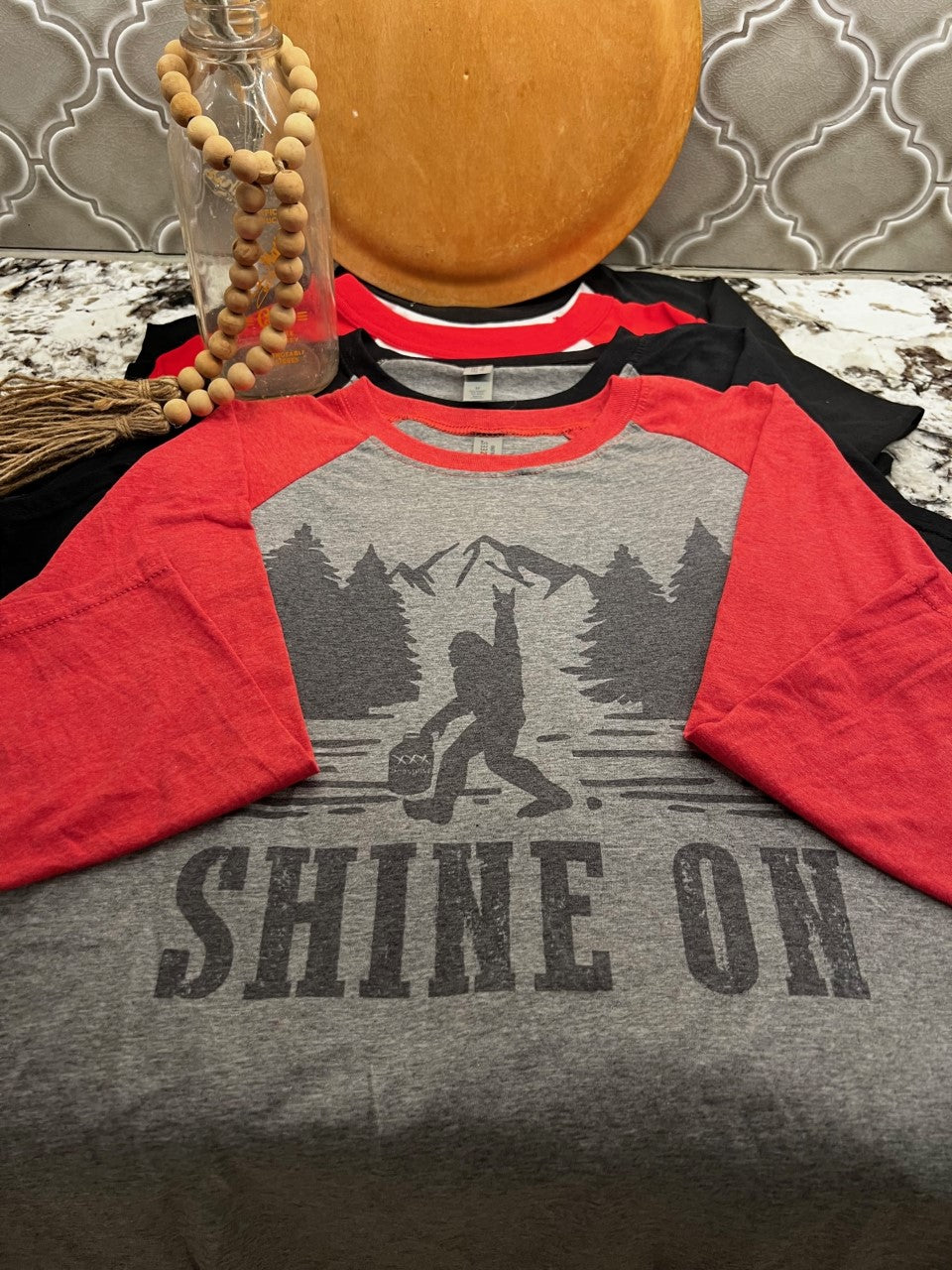 Sasquatch "Shine On" Vintage Baseball Tee Shirt 3/4 sleeve